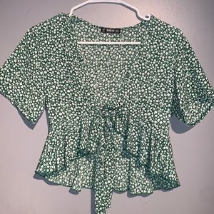 Green Floral Blouse